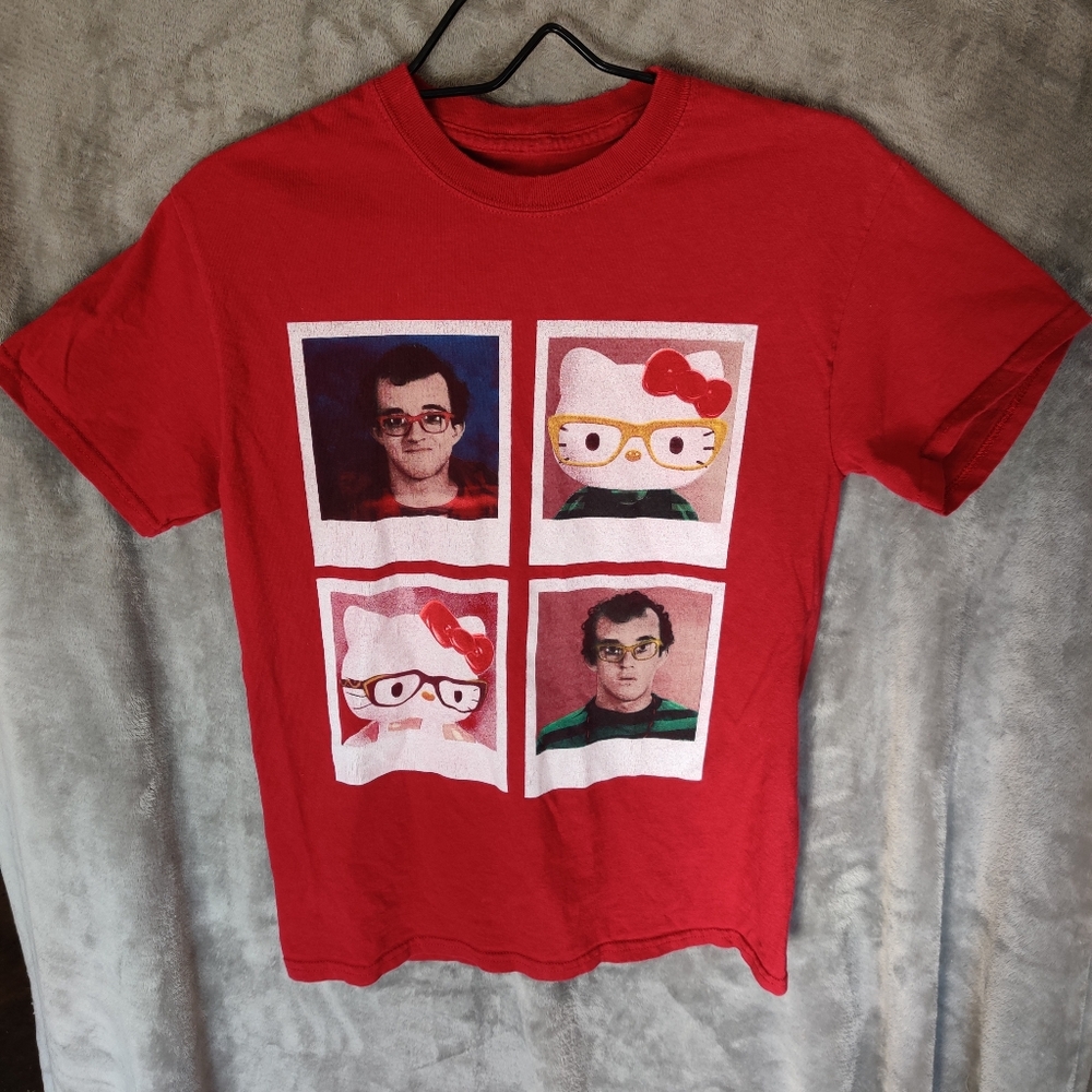 USED Sz S Hello Kitty x Keith Haring T-Shirt